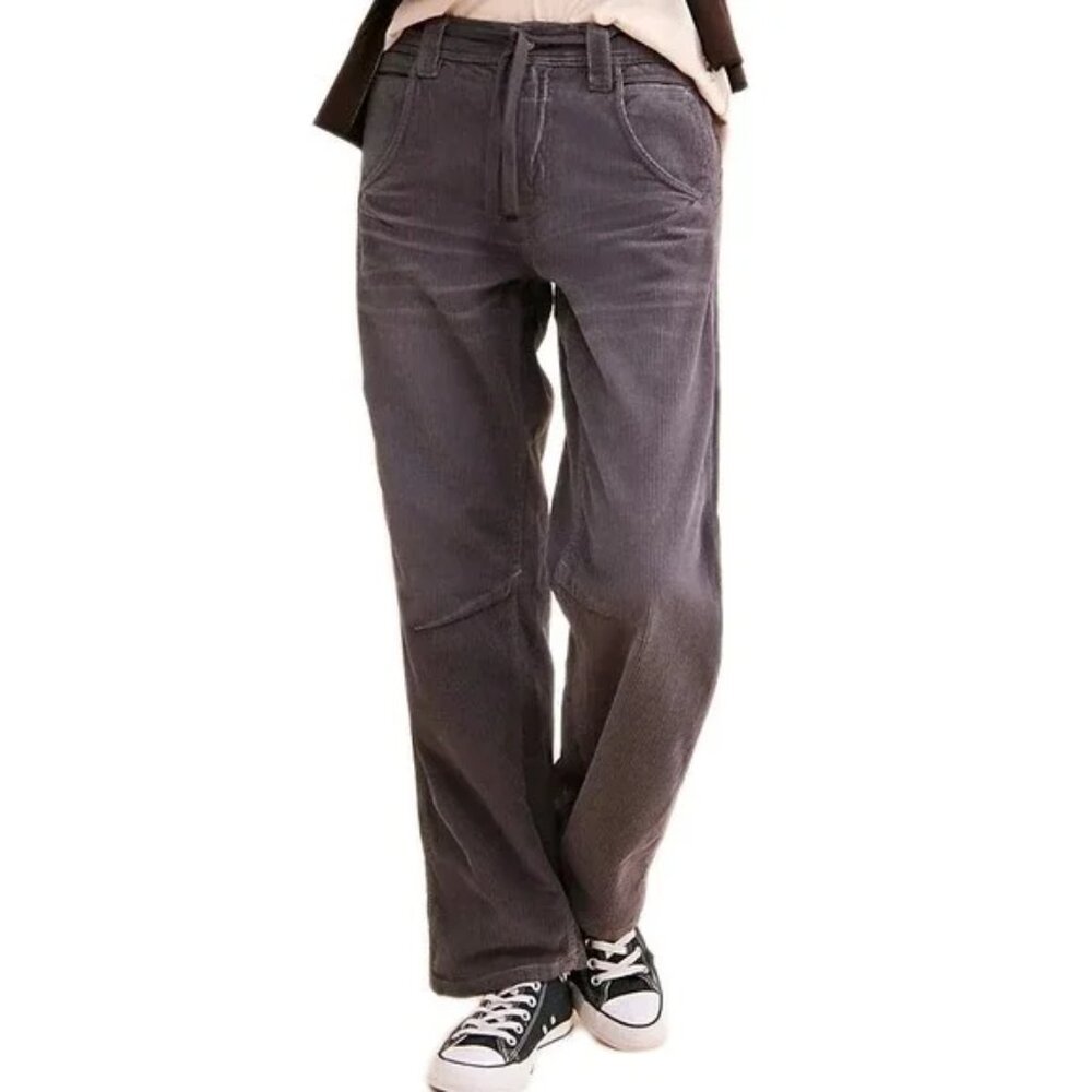 We The Free Pants Womens 27‎ Gray Faye Low Slung Boyfriend Corduroy Carpenter